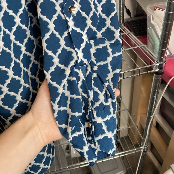 Macy’s Charter Club Women's Teal Moroccan Button Front Tunic Blouse Size 1X Boho - Picture 10 of 12